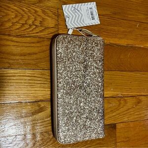 Deux Lux Rock Candy Rose Gold Glitter Zip Wallet